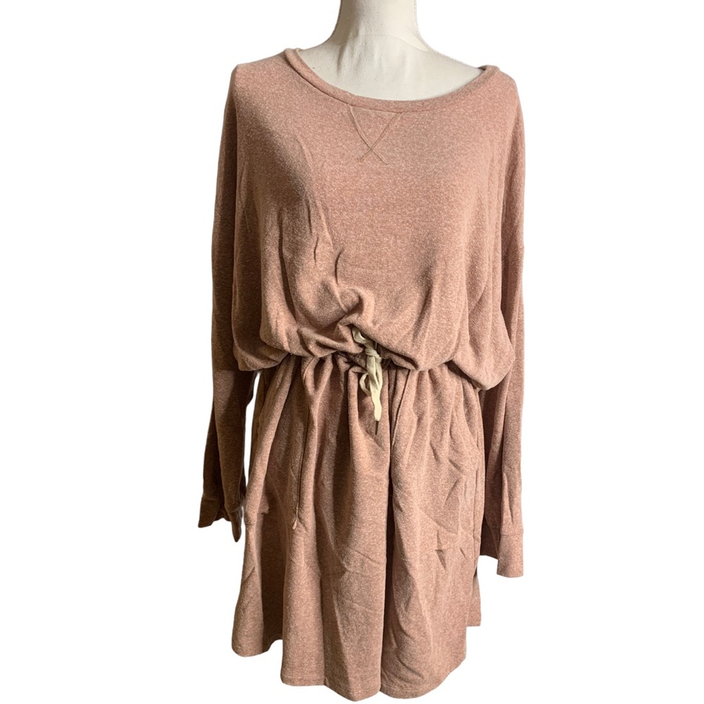 Gilli Plus Size blush 3/4 sleeve drawstring waist pocket dress COMFY size 3X